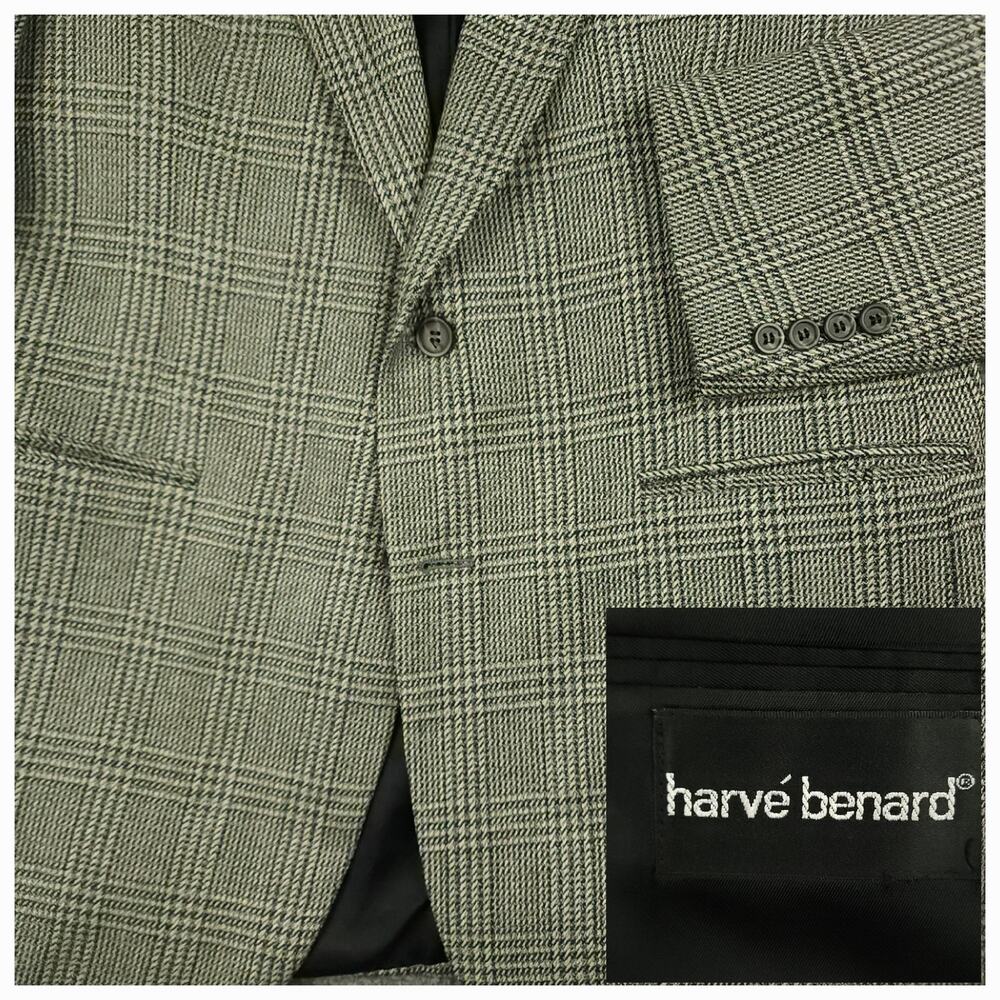 Vtg 90s Retro Ivy Style Wool Sport Coat Mens 40R Glen Check Plaid‎ Casual USA